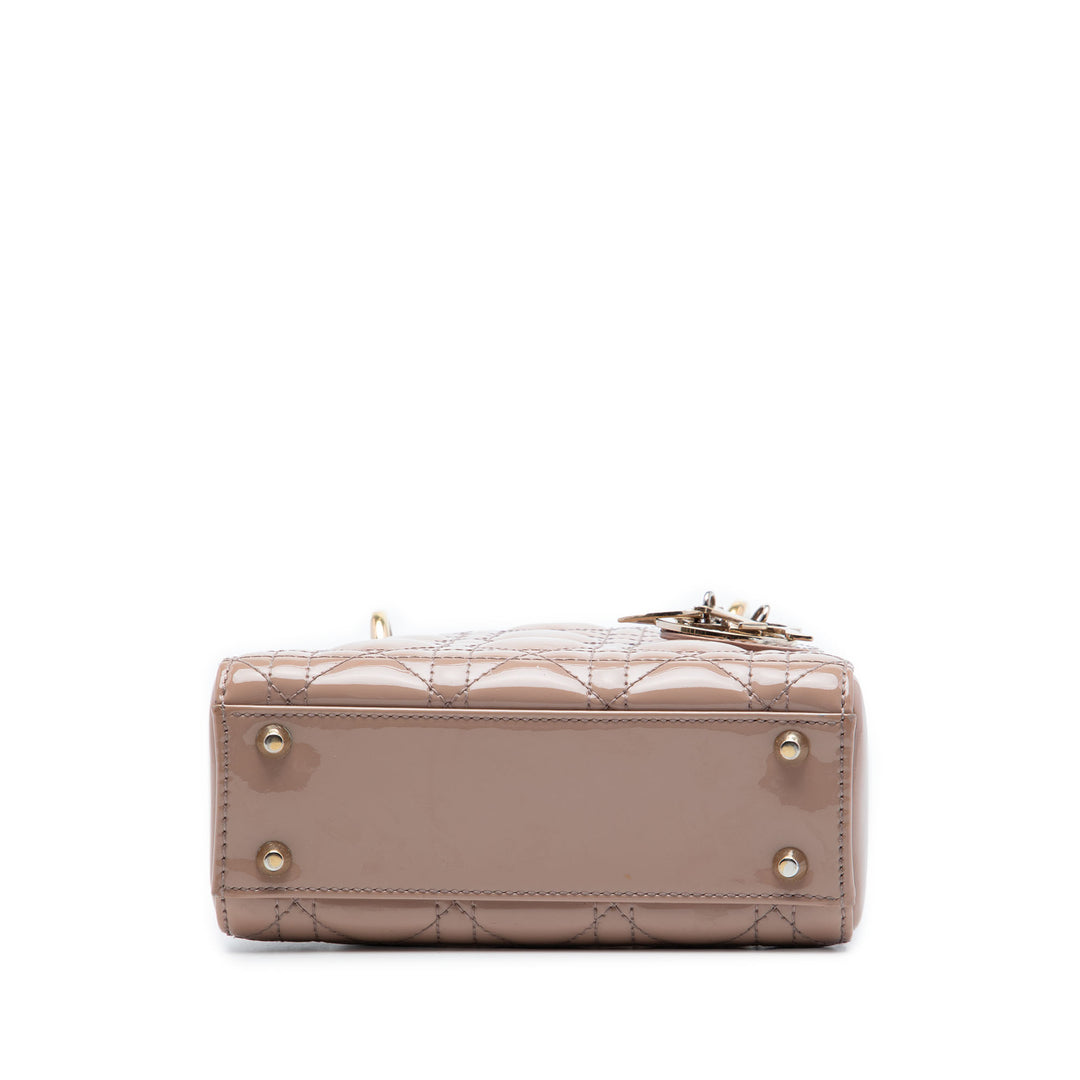 Dior Lady Dior Cannage Mini Marron – vue 3 – GABY PARIS