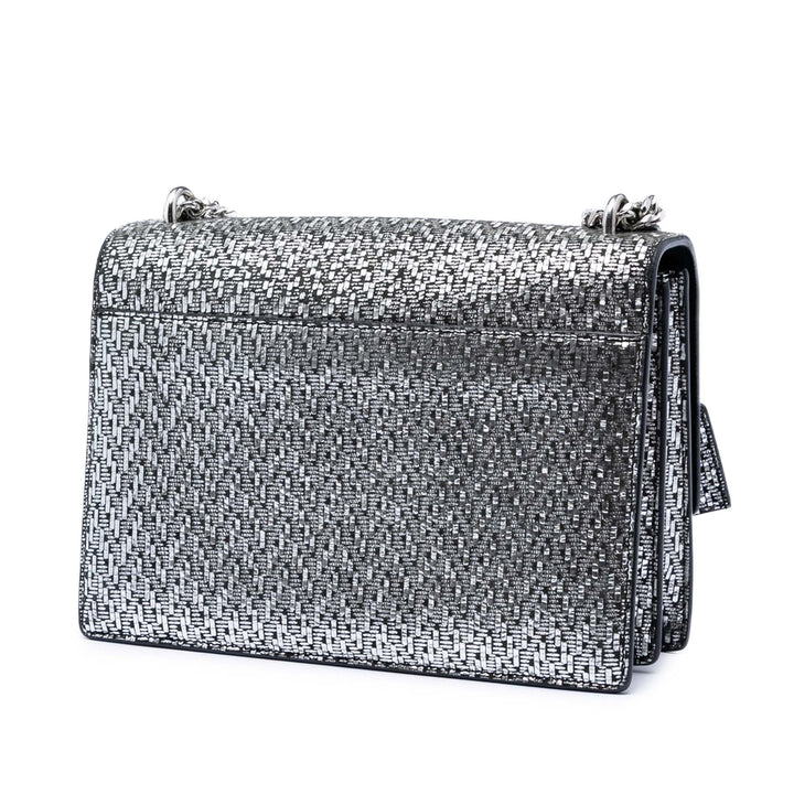 Saint Laurent Medium Metallic Woven Cuir Monogram Sunset Sac porté croisé