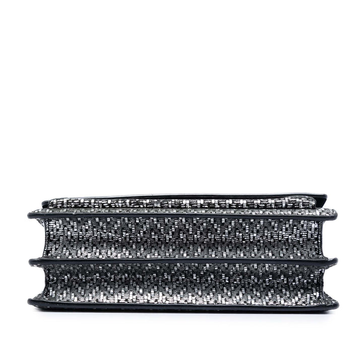 Saint Laurent Medium Metallic Woven Cuir Monogram Sunset Sac porté croisé