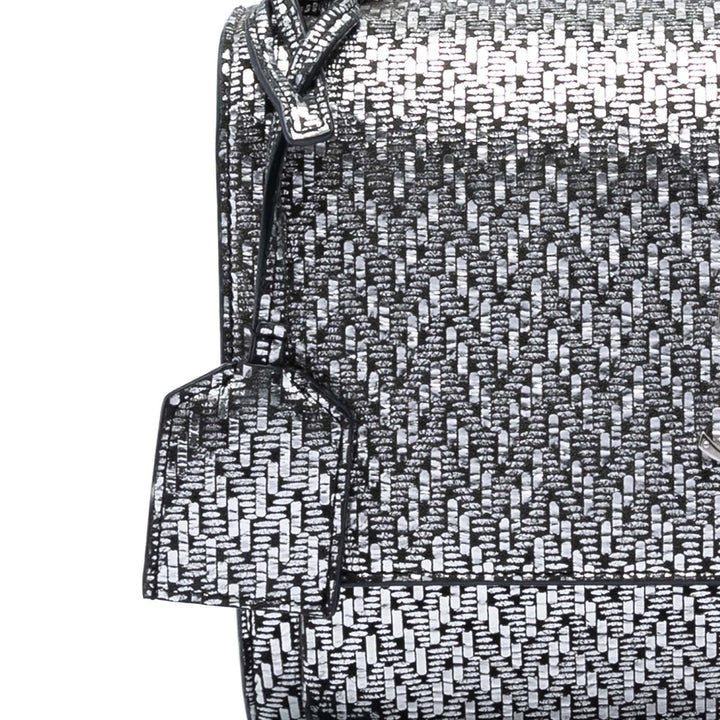 Saint Laurent Medium Metallic Woven Cuir Monogram Sunset Sac porté croisé