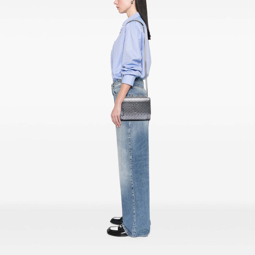 Saint Laurent Medium Metallic Woven Cuir Monogram Sunset Sac porté croisé