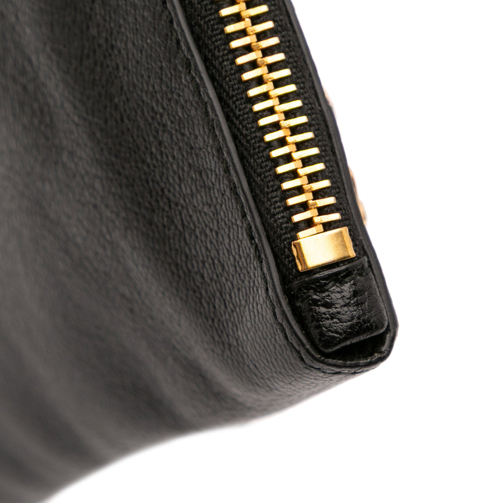Goatskin Motocross Classic Metallic Edge Clutch Black - Gaby Paris