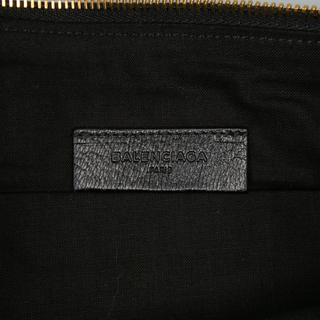 Goatskin Motocross Classic Metallic Edge Clutch Black - Gaby Paris