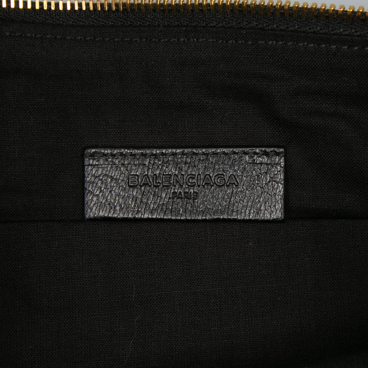 Goatskin Motocross Classic Metallic Edge Clutch Black - Gaby Paris
