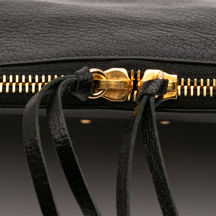 Goatskin Motocross Classic Metallic Edge Clutch Black - Gaby Paris