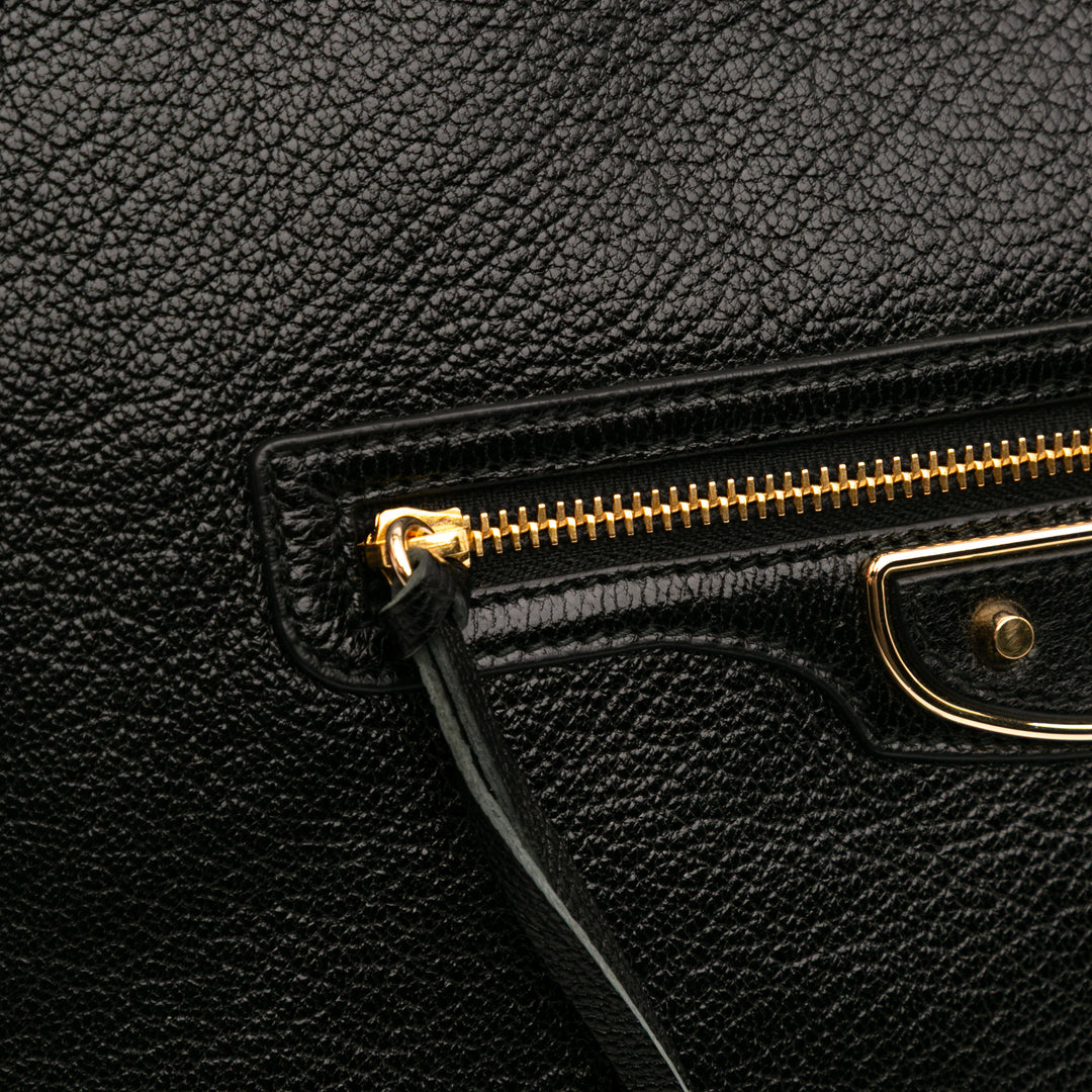 Goatskin Motocross Classic Metallic Edge Clutch Black - Gaby Paris