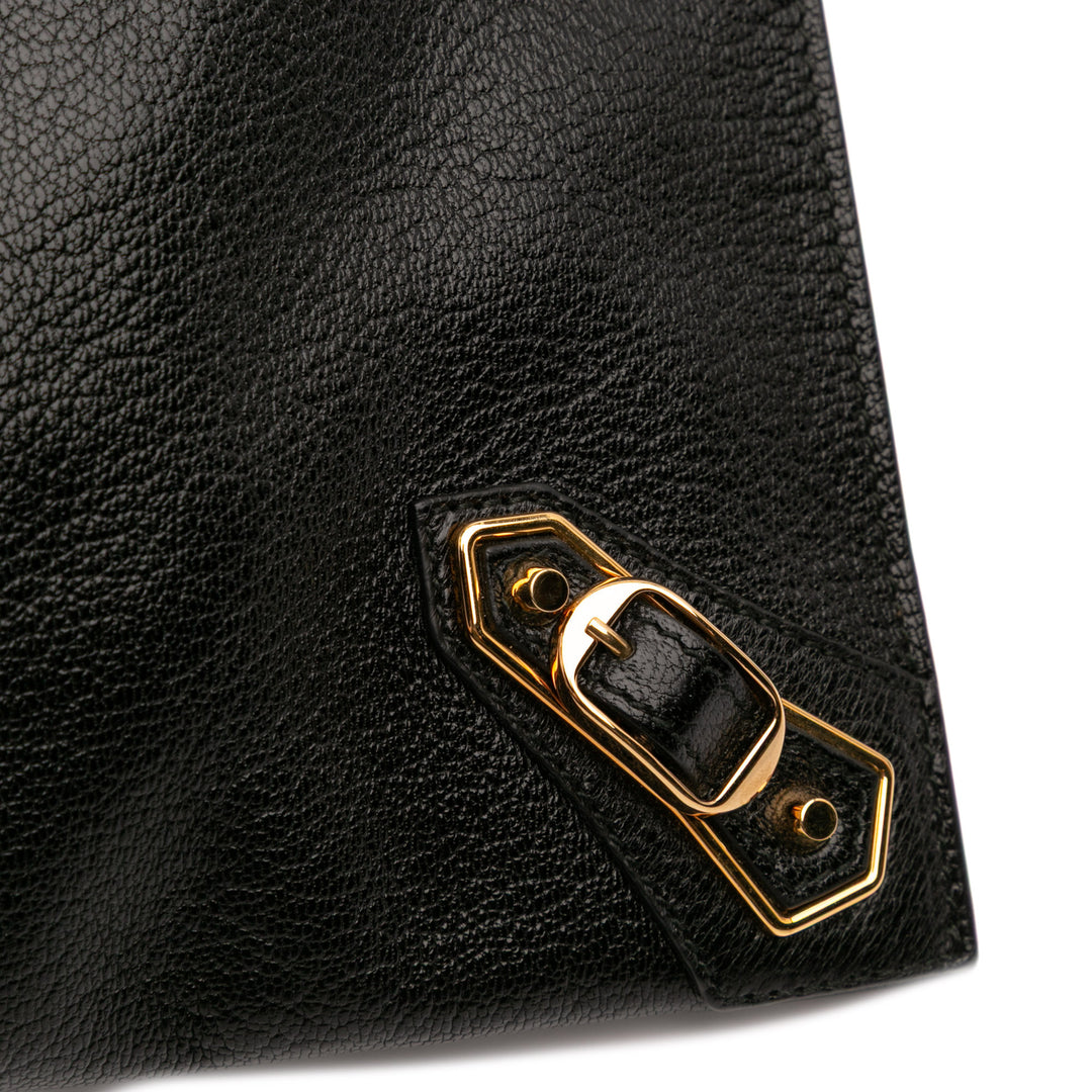Goatskin Motocross Classic Metallic Edge Clutch Black - Gaby Paris