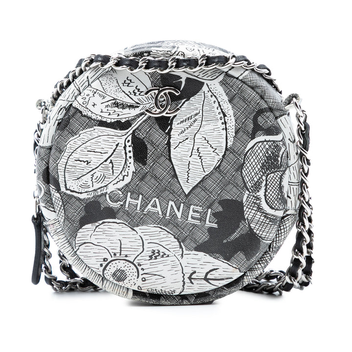 Chanel CC Cuir de veau Rond Pochette avec chaîne