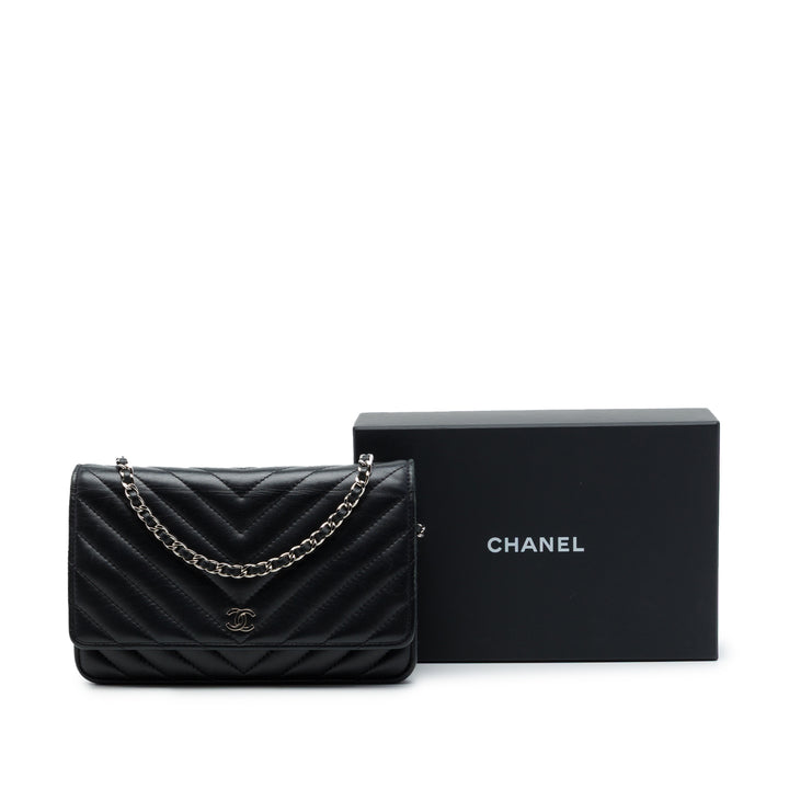 Chanel CC Chevron Wallet on Chain Cuir d'agneau Noir – vue 7 – GABY PARIS