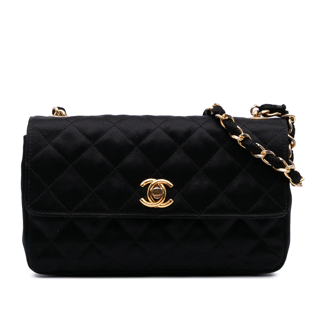 Mini Rectangular CC Quilted Satin Flap Black - Gaby Paris