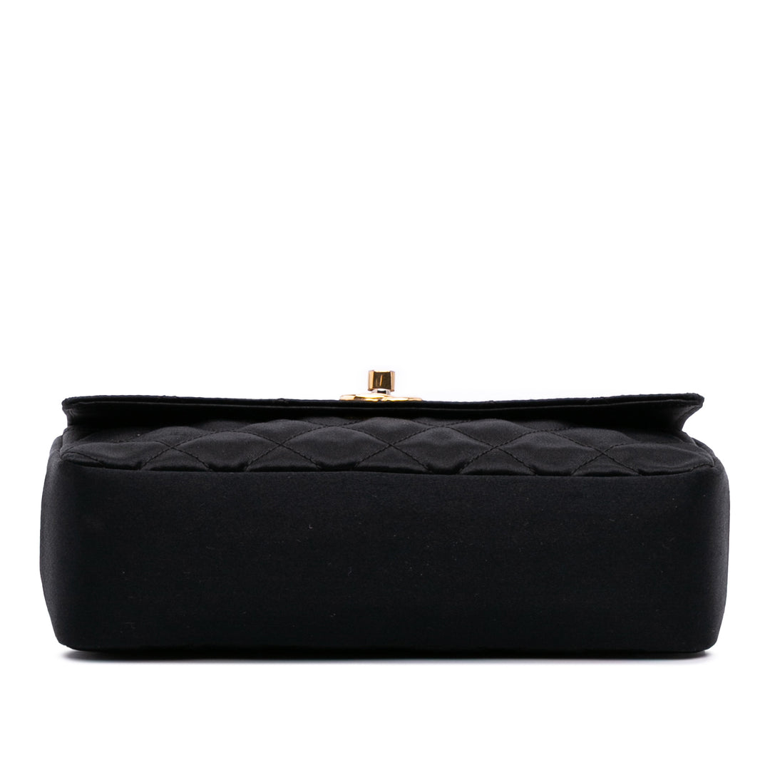 Mini Rectangular CC Quilted Satin Flap Black - Gaby Paris