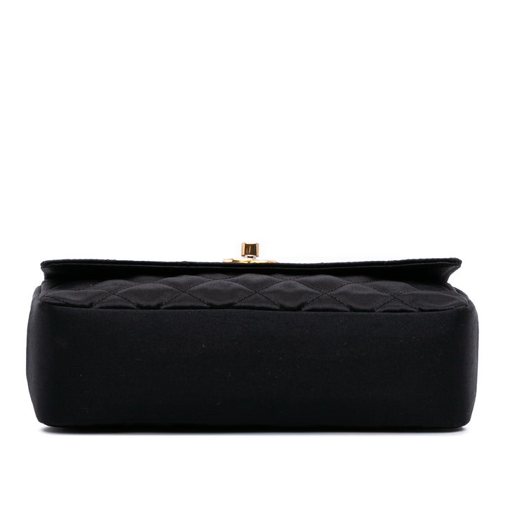 Mini Rectangular CC Quilted Satin Flap Black - Gaby Paris