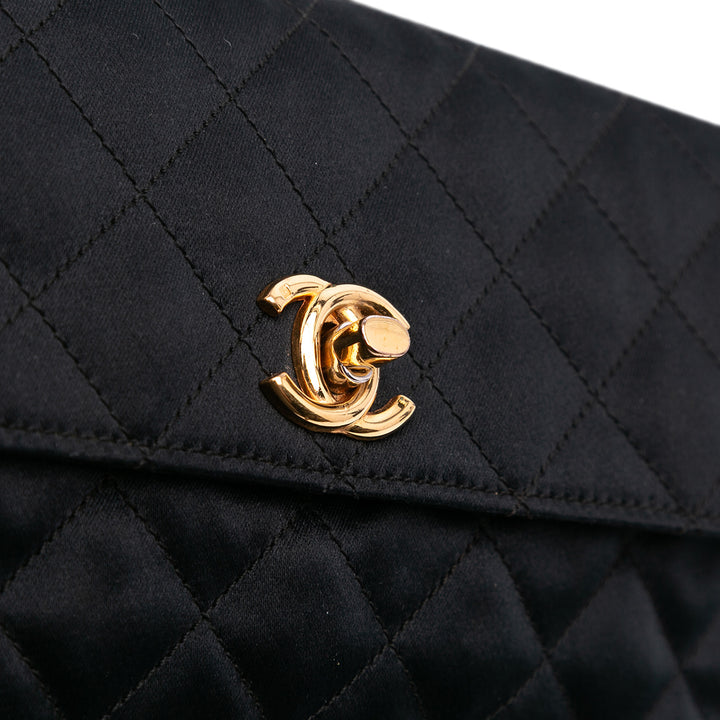 Mini Rectangular CC Quilted Satin Flap Black - Gaby Paris