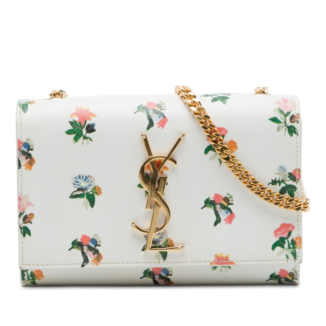 Prairie Flower Imprimé Kate Sac Mini Cuir de veau lisse Blanc
