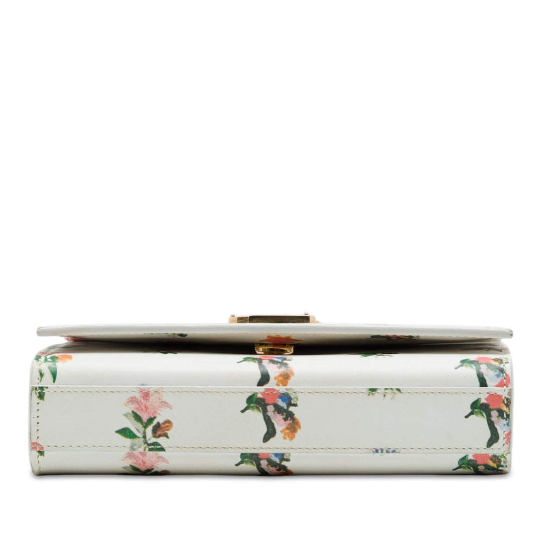 Prairie Flower Imprimé Kate Sac Mini Cuir de veau lisse Blanc
