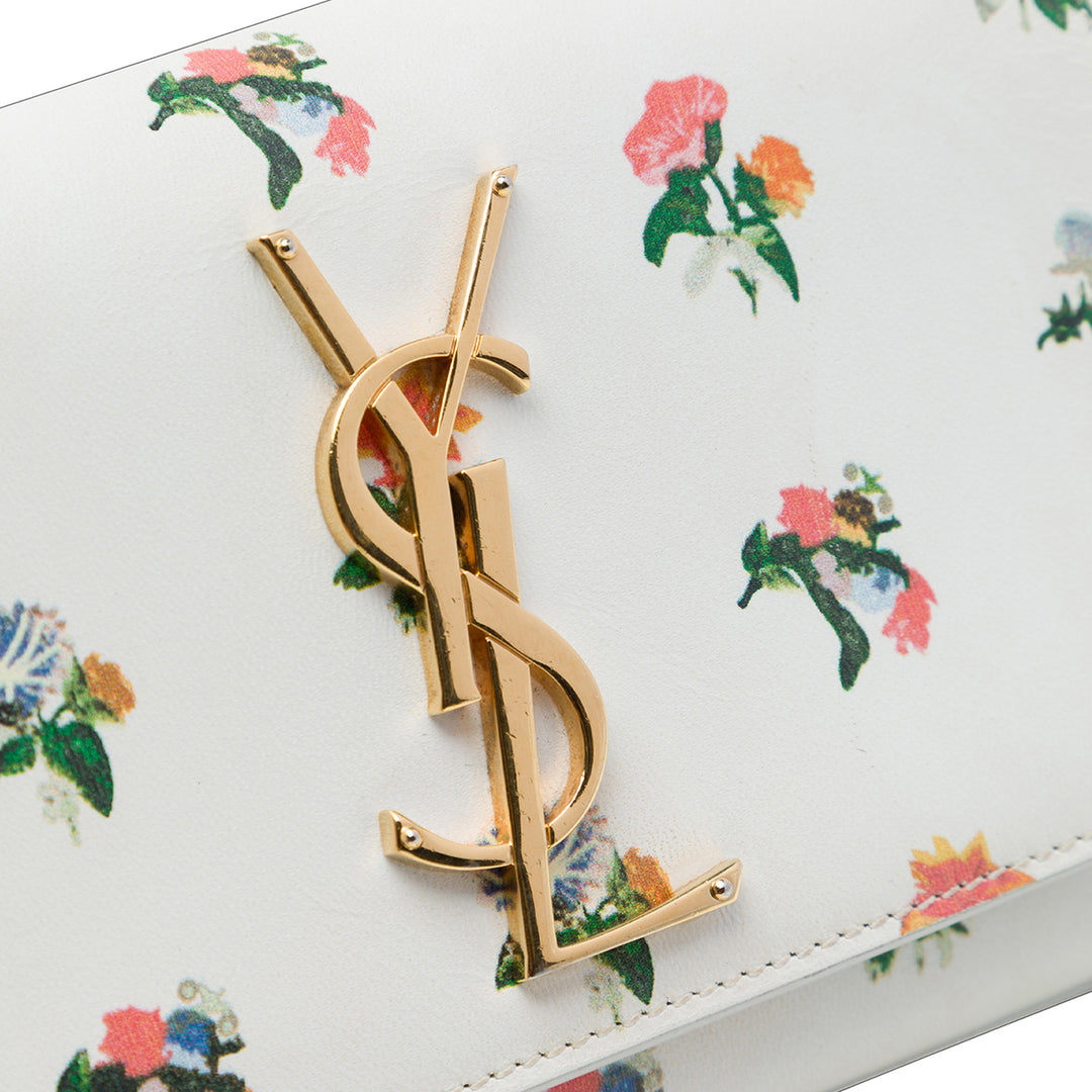 Prairie Flower Imprimé Kate Sac Mini Cuir de veau lisse Blanc