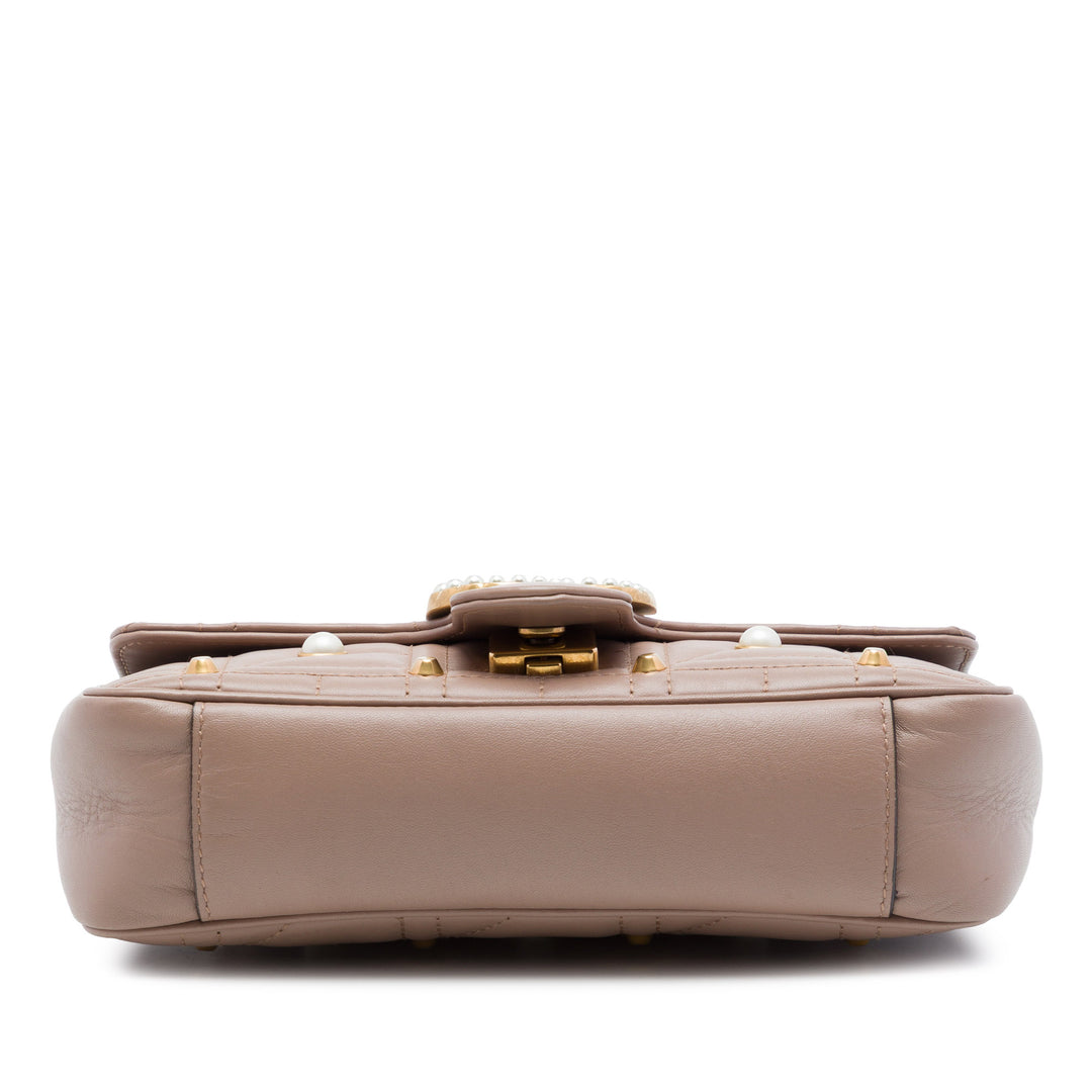 Gucci GG Marmont Perle clouté Matelasse Aria Sac Petit Cuir de veau