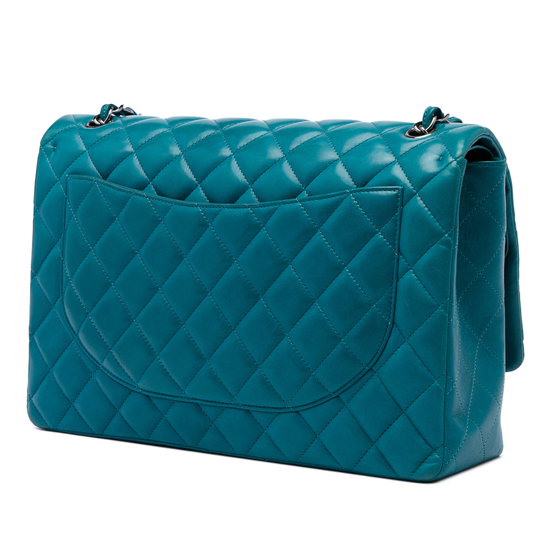 Chanel Classic Double rabat Maxi Cuir d'agneau Bleu – vue 2 – GABY PARIS