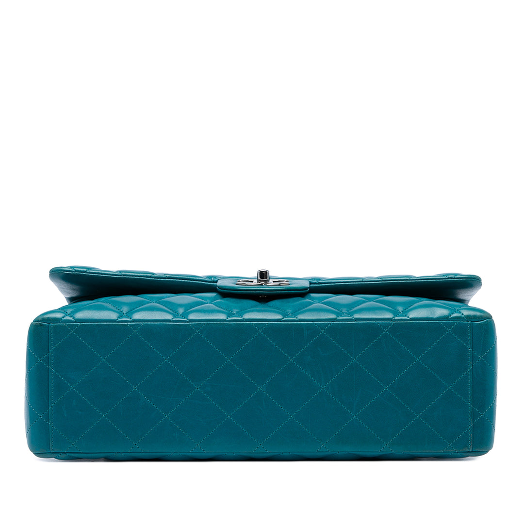Chanel Classic Double rabat Maxi Cuir d'agneau Bleu – vue 3 – GABY PARIS