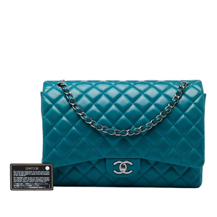 Chanel Classic Double rabat Maxi Cuir d'agneau Bleu – vue 6 – GABY PARIS