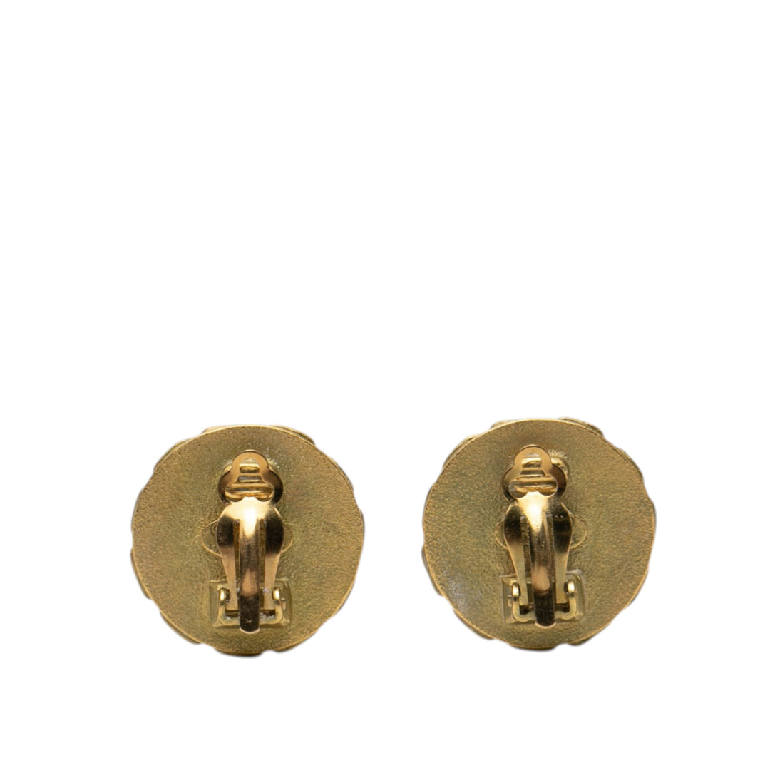 Chanel CC plaqué Resin Chain Rond Clip On Boucles d’oreilles