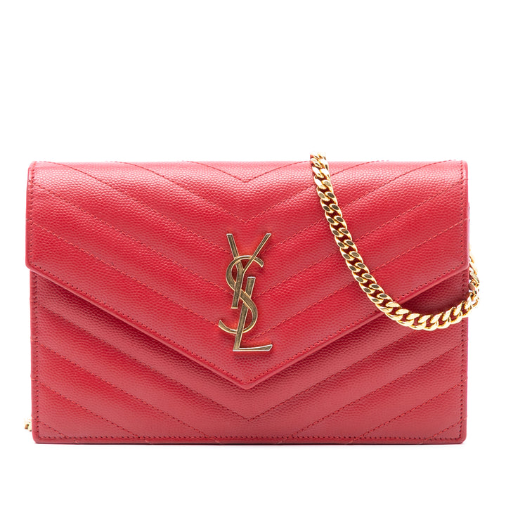 Saint Laurent Grain De Poudre Cassandre Envelope Chain Portefeuille