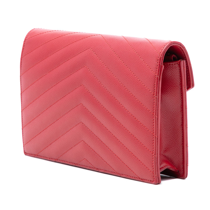 Saint Laurent Grain De Poudre Cassandre Envelope Chain Portefeuille