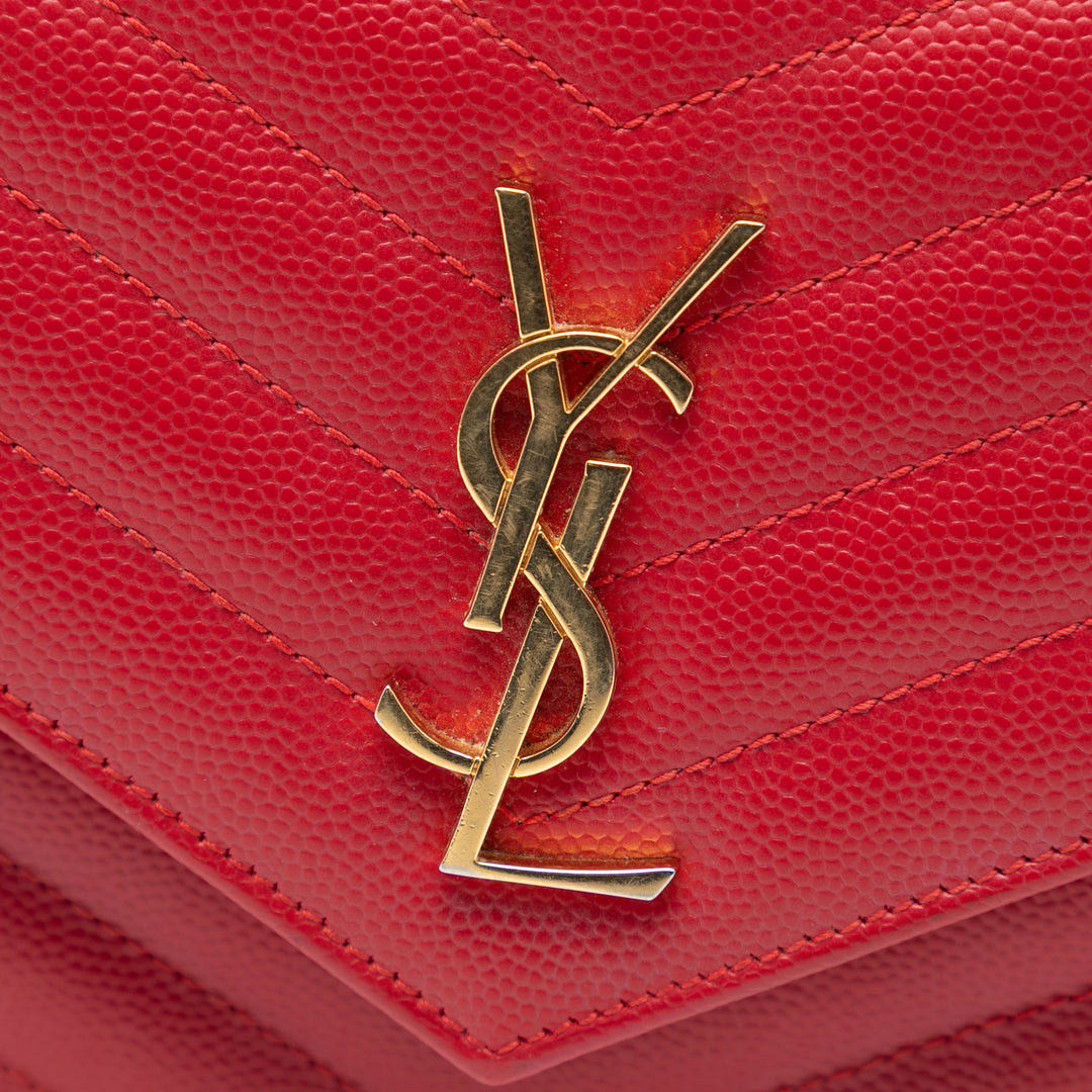 Saint Laurent Grain De Poudre Cassandre Envelope Chain Portefeuille