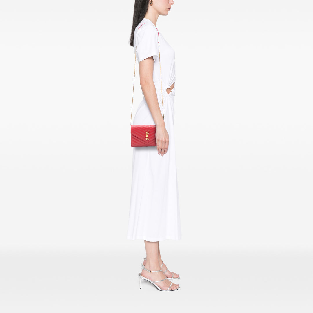 Saint Laurent Grain De Poudre Cassandre Envelope Chain Portefeuille