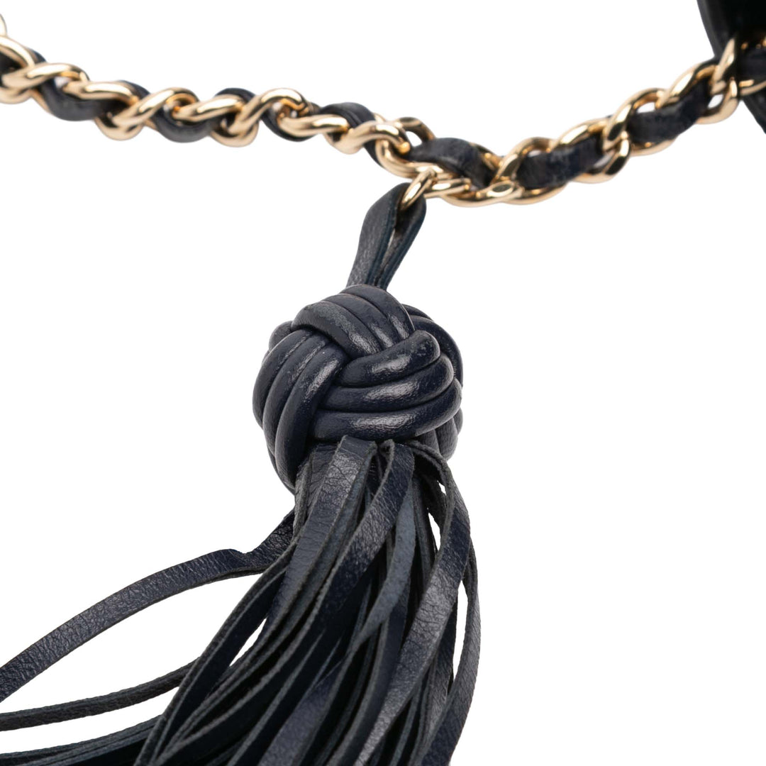 Chanel CC Matelassé Cuir d’agneau Double Stitch Pompon Wallet on Chain