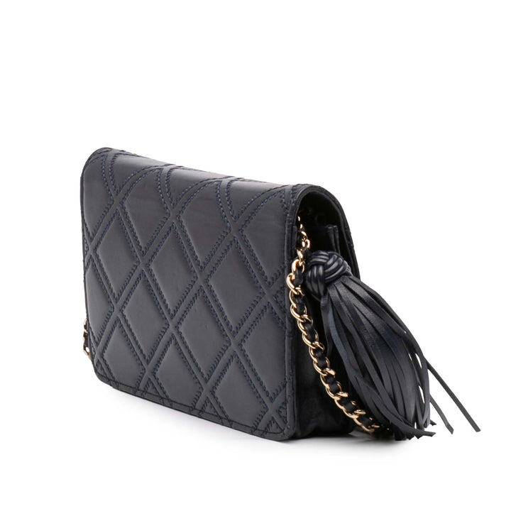 Chanel CC Matelassé Cuir d’agneau Double Stitch Pompon Wallet on Chain