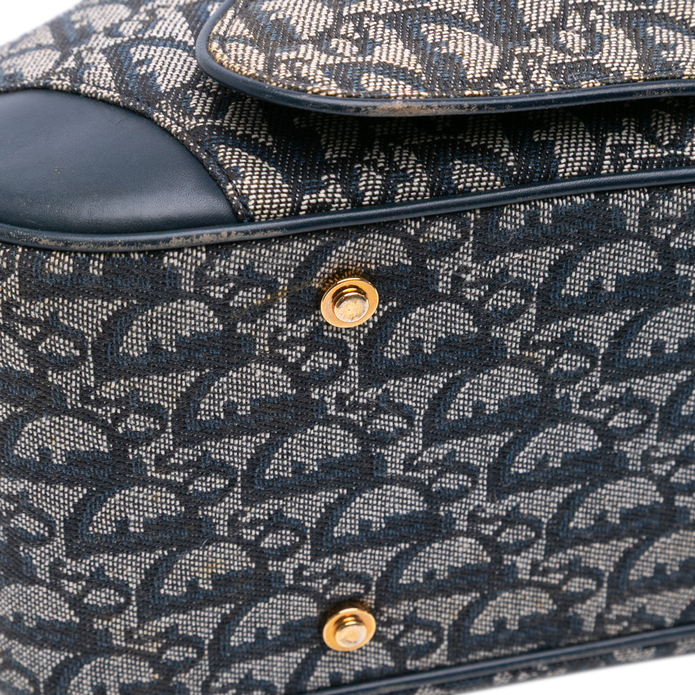 Diorissimo Trotter Canvas Double Saddle Bowler Bag Blue - Gaby Paris