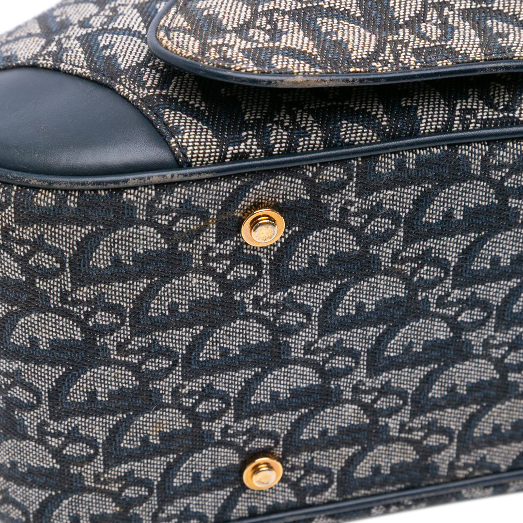 Diorissimo Trotter Canvas Double Saddle Bowler Bag Blue - Gaby Paris
