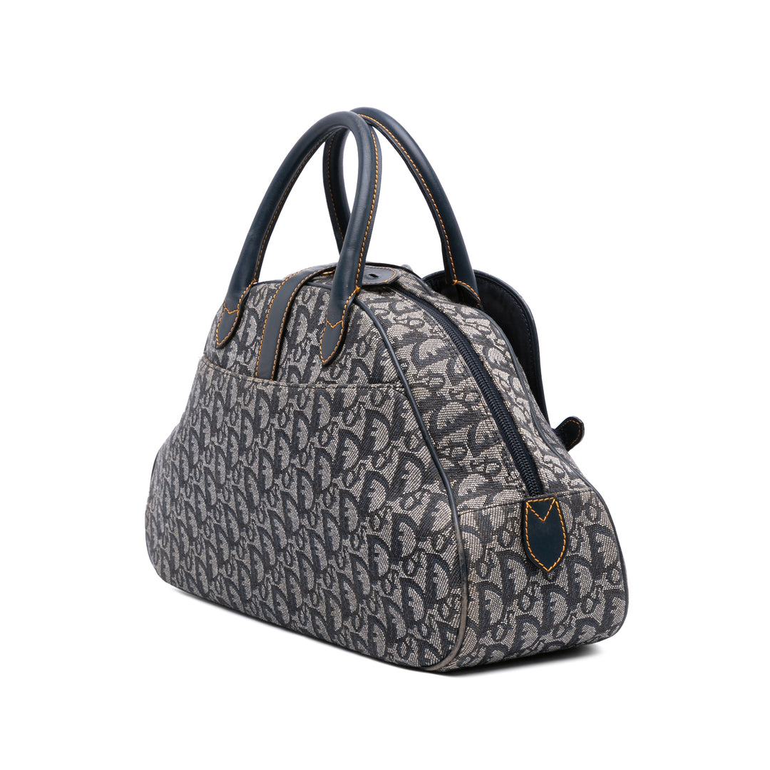 Diorissimo Trotter Canvas Double Saddle Bowler Bag Blue - Gaby Paris