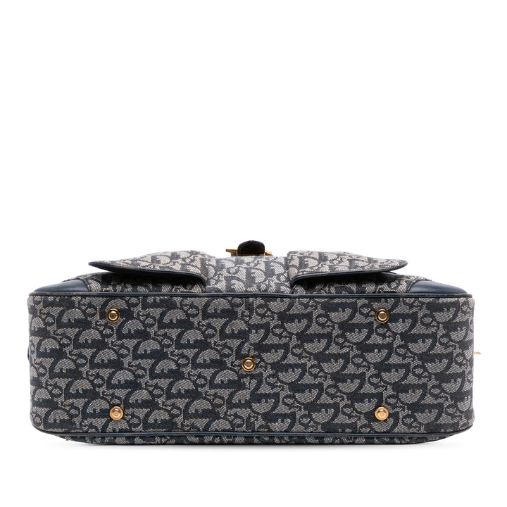 Diorissimo Trotter Canvas Double Saddle Bowler Bag Blue - Gaby Paris