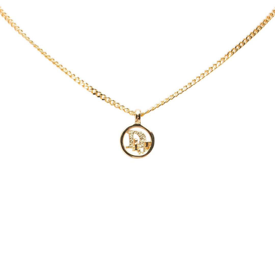 Dior Collier Logo Rond Pendant plaqué or – vue 2 – GABY PARIS
