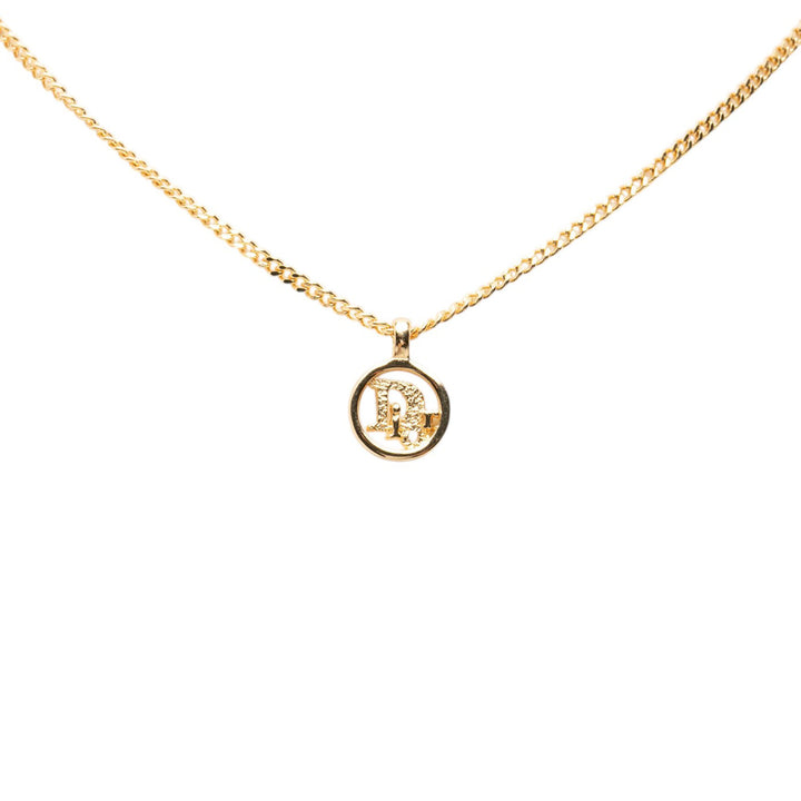Dior Collier Logo Rond Pendant plaqué or – vue 2 – GABY PARIS