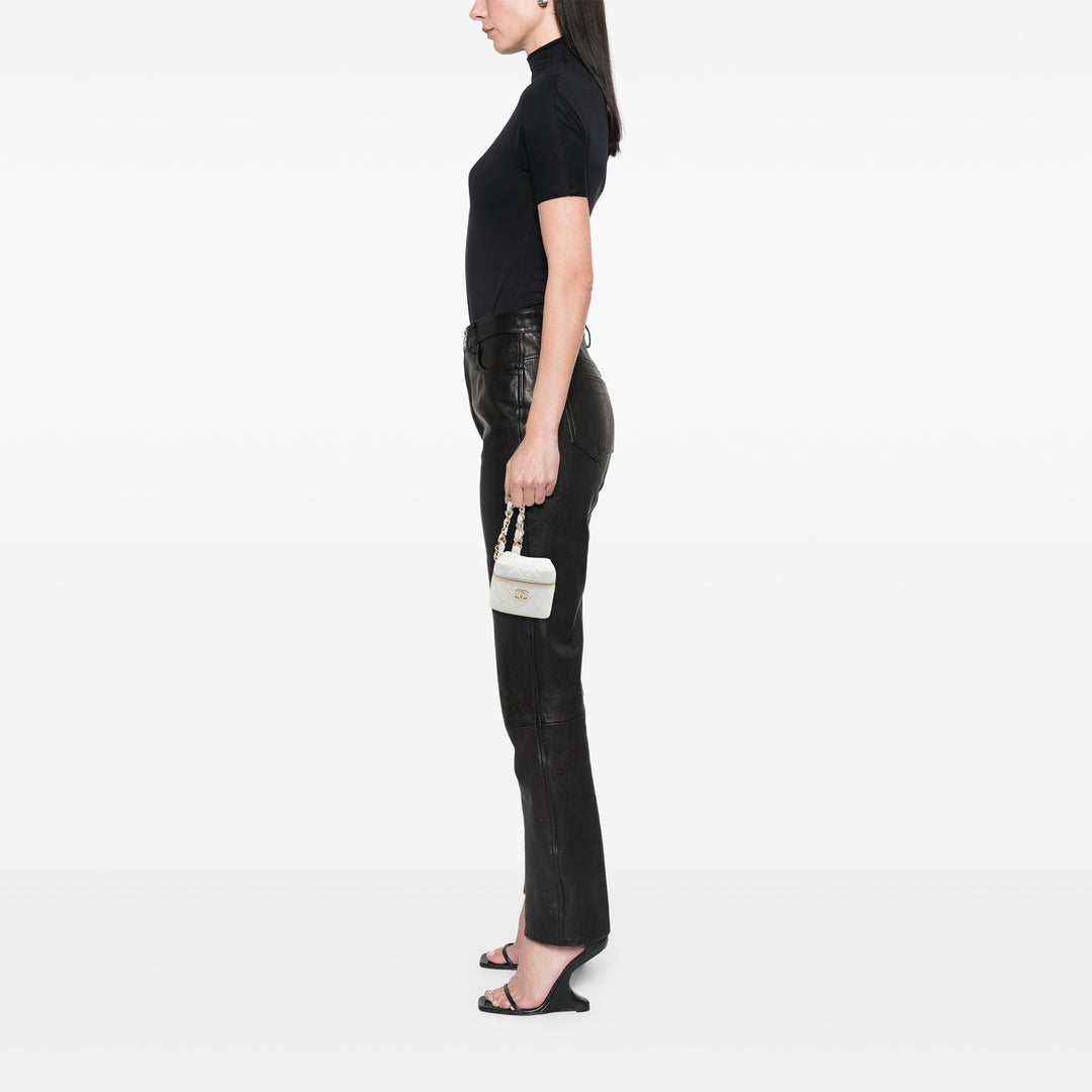 Chanel CC Matelassé Cuir d’agneau Cube Zip Pochette avec chaîne