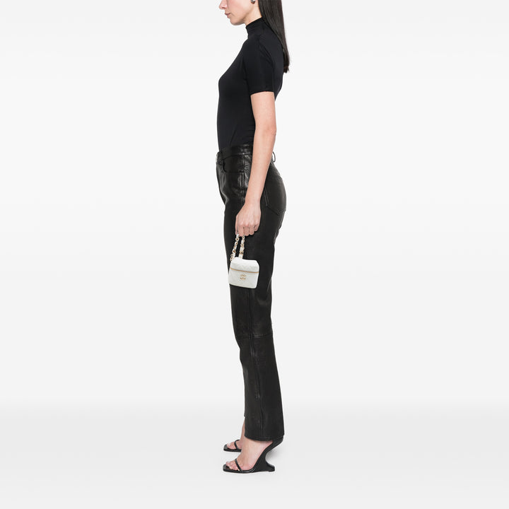 Chanel CC Matelassé Cuir d’agneau Cube Zip Pochette avec chaîne