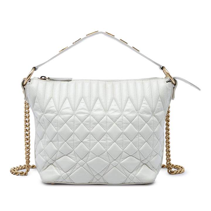Chanel Matelassé vieilli State of the Art Hobo Cuir de veau Blanc – vue principale – GABY PARIS