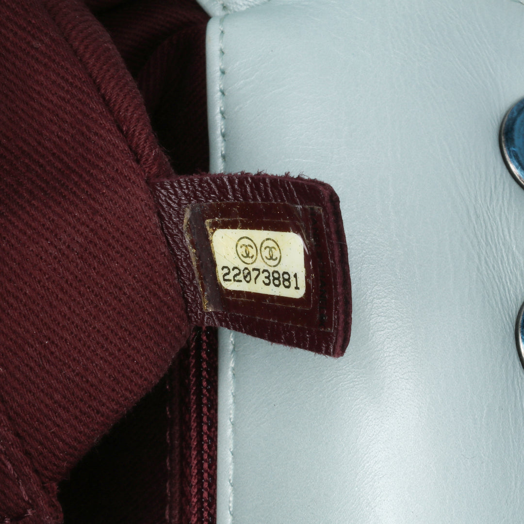 Medium Quilted Calfskin Coco Pleats Chain Flap Blue - Gaby Paris