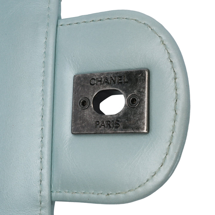 Medium Quilted Calfskin Coco Pleats Chain Flap Blue - Gaby Paris