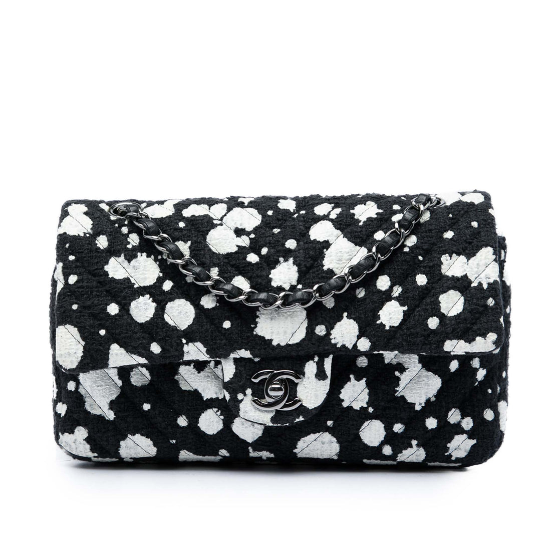 Chevron Paint Splatter Double rabat Moyen Tweed Noir