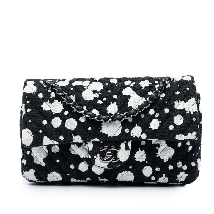 Chevron Paint Splatter Double rabat Moyen Tweed Noir