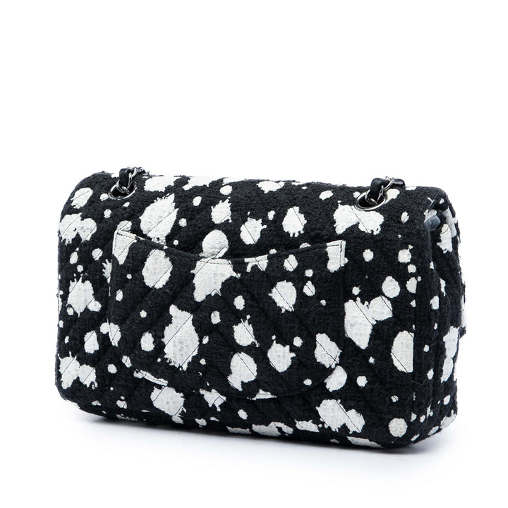 Chevron Paint Splatter Double rabat Moyen Tweed Noir