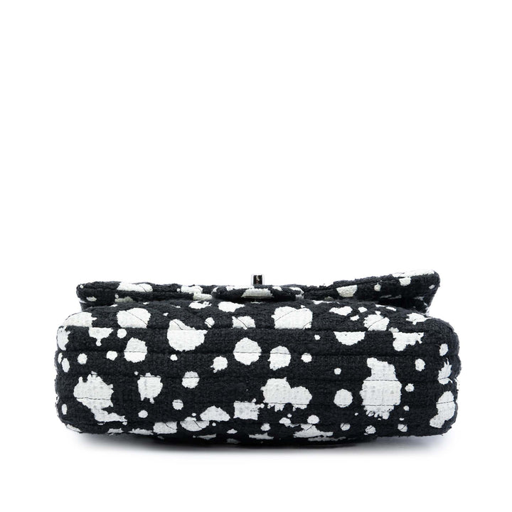 Chevron Paint Splatter Double rabat Moyen Tweed Noir