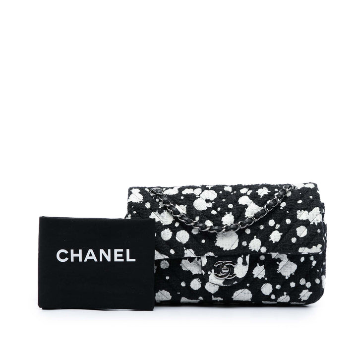 Chevron Paint Splatter Double rabat Moyen Tweed Noir