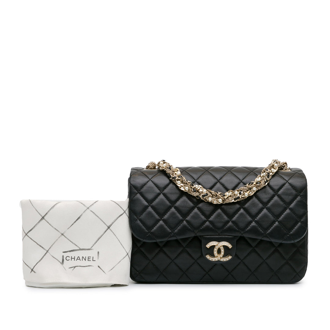 CC Quilted Lambskin Westminster Pearl Flap Black - Gaby Paris