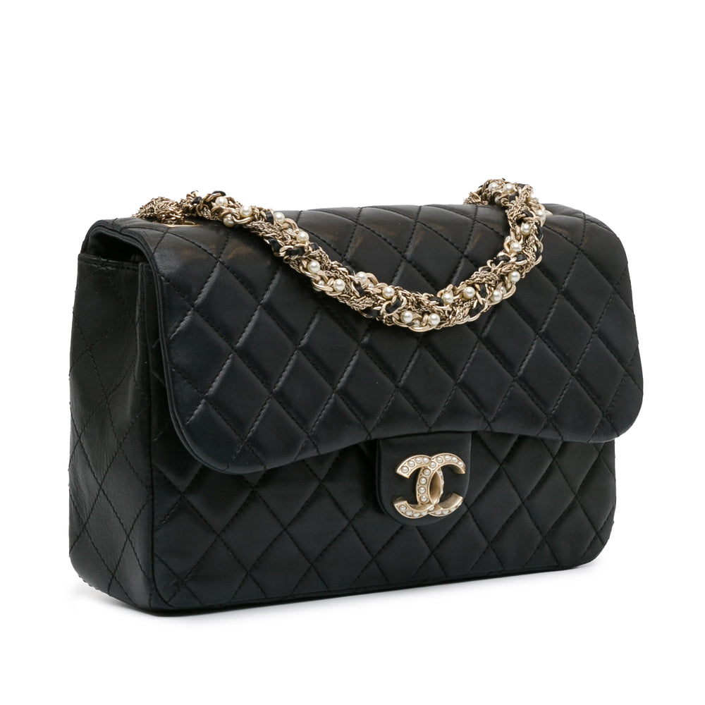 CC Quilted Lambskin Westminster Pearl Flap Black - Gaby Paris