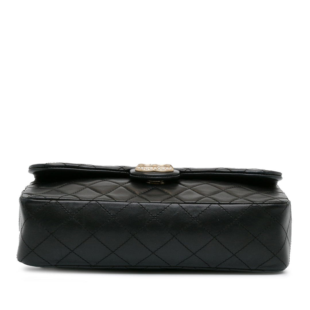 CC Quilted Lambskin Westminster Pearl Flap Black - Gaby Paris